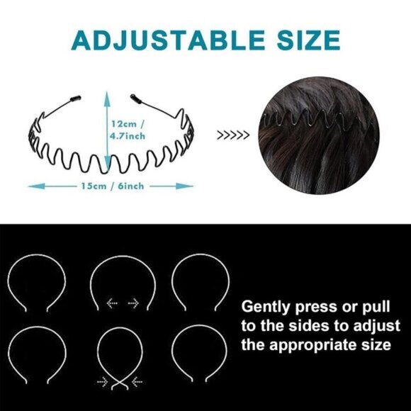 ⚡Men E-New 3pcs Metal Fashion Unisex Wavy Outdoor Simple Elastic Headbands main image 4